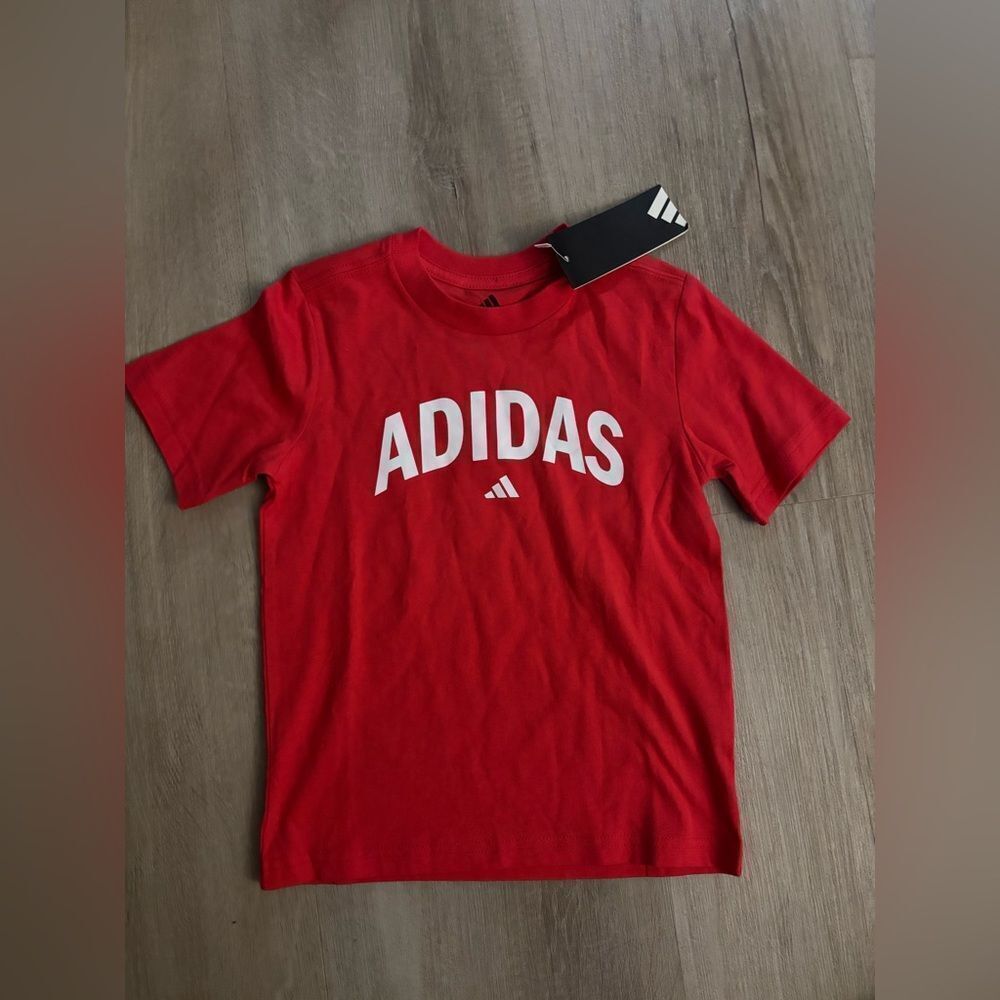 Adidas Kids Red Tee with White Logo
